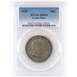 1922 Grant Commemorative Half Dollar - Star. PCGS Certified MS63.