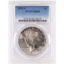 1935 S Peace Dollar. PCGS Certified MS65.