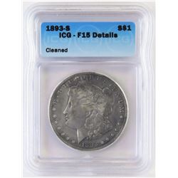 1893 S Morgan Dollar. ICG Certified F15 details - cleaned.