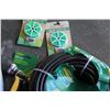 Image 2 : SMALL TOTE OF GARDEN HOSE, NOZZLES AND ACCESSORIES