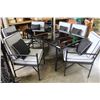 Image 1 : BLACK METAL GLASSTOP PATIO TABLE WITH 6 CHAIRS AND CUSHIONS