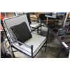 Image 2 : BLACK METAL GLASSTOP PATIO TABLE WITH 6 CHAIRS AND CUSHIONS