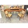 Image 1 : OAK FINISH DINING TABLE WITH TWO LEAFS AND FOUR CHAIRS
