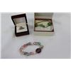 Image 1 : TWO MURANO GLASS BRACELETS AND PINK STONE DINNER RING