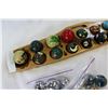 Image 2 : WOOD GAME BOARD W/LARGE MARBLES AND METAL BALLS