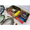 Image 2 : BOX OF COLLECTIBLE MINIATURES AND THREE VINTAGE OVAL FRAMES