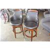 Image 1 : NEW PAIR OF HOME ELEGANCE BLACK LEATHER SWIVEL PUB CHAIRS, RETAIL $249 EACH