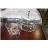 Image 1 : CLEAR GLASS TRIFLE DISH BOWL AND THREE TIER GLASS CAKE SERVER