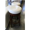 Image 1 : NEW PAIR OF HOME ELEGANCE WHITE LEATHER SWIVEL BARSTOOLS, RETAIL $169 EACH