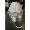 Image 1 : NEW ITALIAN PORCELAIN WHITE GOLD LAMP WITH FRINGED SHADE