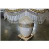 Image 2 : NEW ITALIAN PORCELAIN WHITE GOLD LAMP WITH FRINGED SHADE