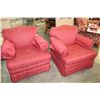 Image 1 : 2 RED UPHOLSTERED ARM CHAIRS