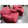 Image 2 : 2 RED UPHOLSTERED ARM CHAIRS