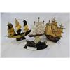 Image 1 : SHELL, BONE AND WOOD SHIPS AND BULL FIGURE