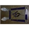 Image 1 : LEADED GLASS PANEL AND TWO LIDDED GINGER JARS
