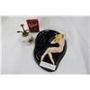 Image 1 : ART DECO ASHTRAY VELVET TOBACCO TIN AND PERFUME BOTTLE