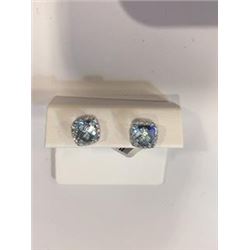 Shenk's Fine Jewelry White Gold Blue Topaz Earrings