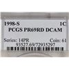 Image 3 : 1998-S LINCOLN CENT PCGS PR69RD DCAM