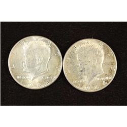 2-1964 90% SILVER KENNEDY HALF DOLLARS