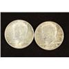 Image 1 : 2-1964 90% SILVER KENNEDY HALF DOLLARS