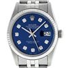 Image 1 : Mens Rolex 36mm Stainless Steel Blue Diamond Datejust Wristwatch