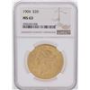 Image 1 : 1904 $20 Liberty Head Double Eagle Gold Coin NGC MS63