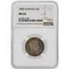 Image 1 : 1883 Kingdom of Hawaii Quarter Coin NGC MS62