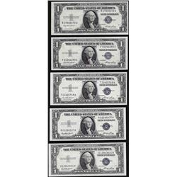 Lot of (5) 1935E $1 Silver Certificate Notes Choice Uncirculated