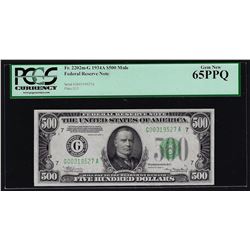 1934A $500 Mule Federal Reserve Note Chicago PCGS Gem New 65PPQ