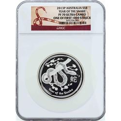 2013P Australia $8 Year of the Snake Silver Proof Coin NGC PF70 Ultra Cameo Firs