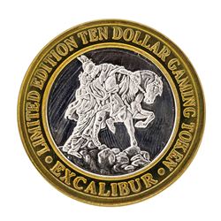 .999 Silver Excalibur Las Vegas Nevada $10 Casino Limited Edition Gaming Token