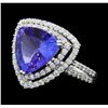 Image 2 : Platinum 5.80ct Tanzanite and Diamond Ring