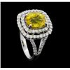 Image 4 : 14KT White Gold 3.32ct Yellow Sapphire and Diamond Ring