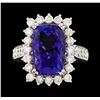 Image 1 : Platinum 7.64ct Tanzanite and Diamond Ring