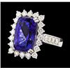 Image 2 : Platinum 7.64ct Tanzanite and Diamond Ring