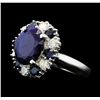 Image 2 : 14KT White Gold 4.23ct Sappire and Diamond Ring