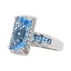 Image 2 : 14KT White Gold 6.00ct Blue Topaz and Diamond Ring