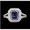 Image 1 : 14KT White Gold 1.19ct Sapphire and Diamond Ring