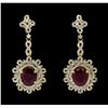 Image 1 : 14KT Yellow Gold 8.70ctw Ruby and Diamond Earrings