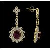 Image 2 : 14KT Yellow Gold 8.70ctw Ruby and Diamond Earrings