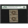 Image 1 : Uncut Pair of 1863 Five Cents Second Issue Fractional Notes PMG About Uncirculat