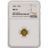 Image 1 : 1851 $1 Type 1 Liberty Head Princess Gold Coin NGC MS61