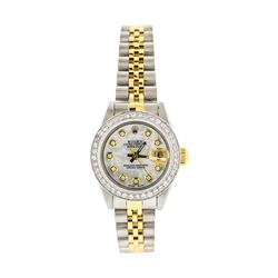 Rolex Ladies Two Tone Diamond Datejust Wristwatch