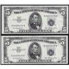 Image 1 : Lot of (2) Consecutive 1953 $5 Silver Certificate Notes Choice Uncirculated