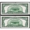 Image 2 : Lot of (2) Consecutive 1953 $5 Silver Certificate Notes Choice Uncirculated