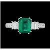 Image 1 : 14KT White Gold 1.70ct Emerald and Diamond Ring