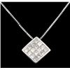 Image 1 : 18KT White Gold 0.90ctw Diamond Pendant with Chain