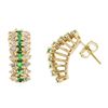 Image 2 : 14KT Yellow Gold 0.54ctw Diamond and Emerald Earrings