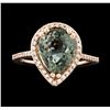 Image 1 : 14KT Rose Gold 4.60ct Green Tourmaline and Diamond Ring