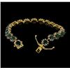 Image 4 : 14KT Yellow Gold 6.49ctw Emerald and Diamond Bracelet